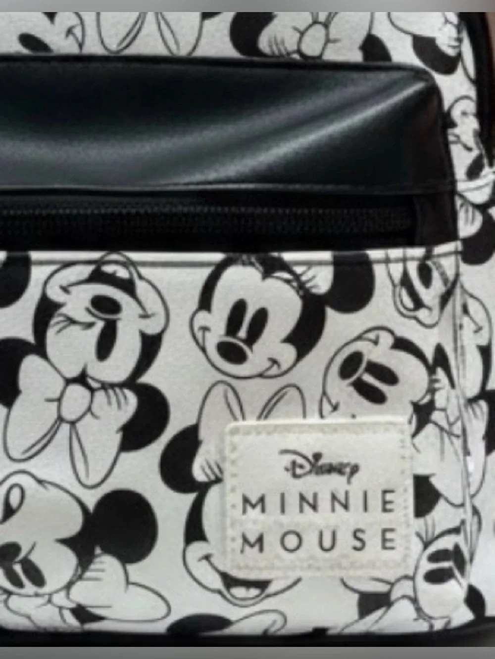 Disney Black & White Minnie Mouse Mini Backpack with Coral Bow